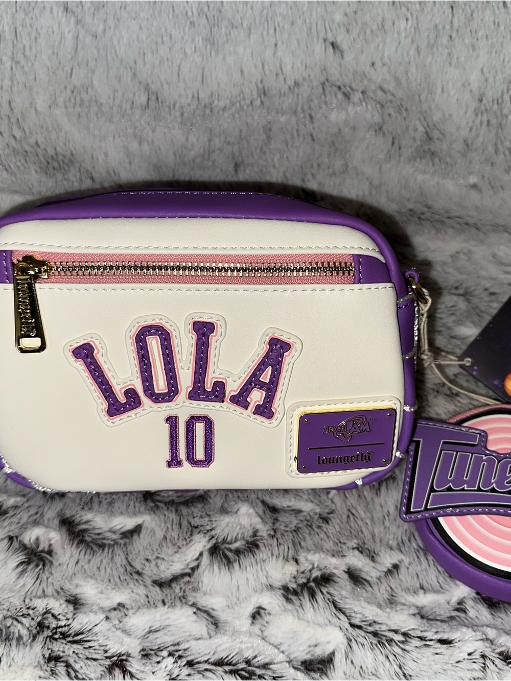 Loungefly Kids Lola 10 White and Purple Crossbody Purse